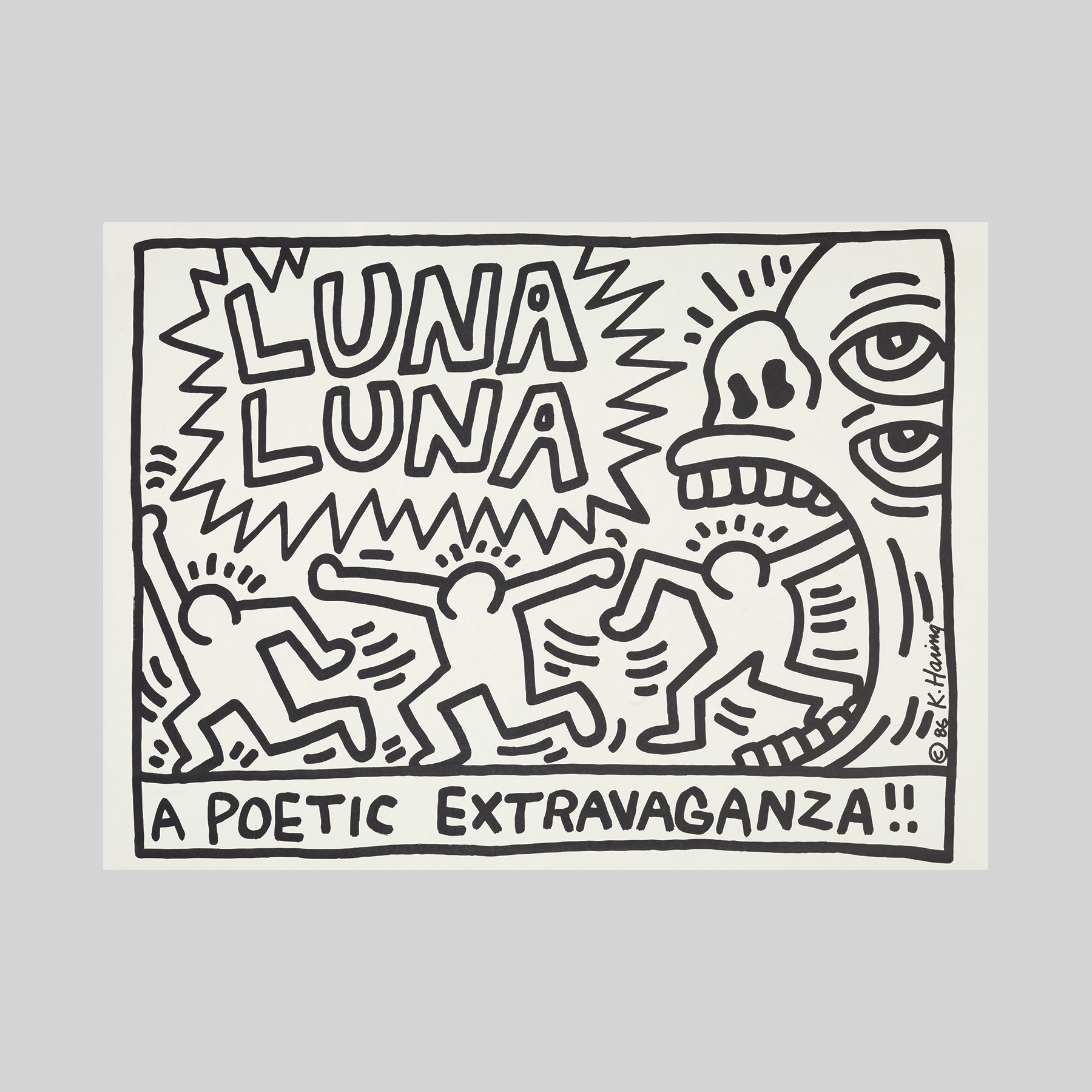 Archival Keith Haring Poster for Luna Luna