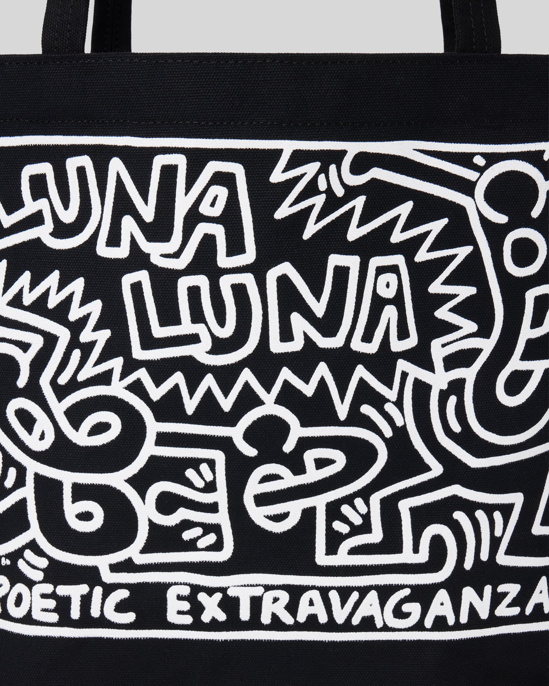 Keith Haring A Poetic Extravaganza Tote Bag Black close up